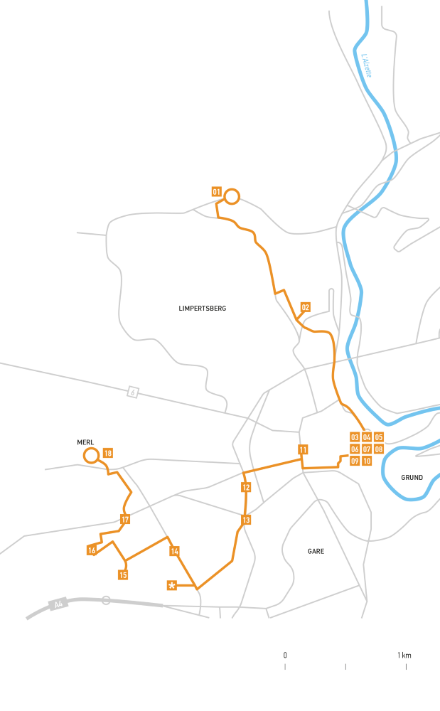 Schéma des 14 parcours